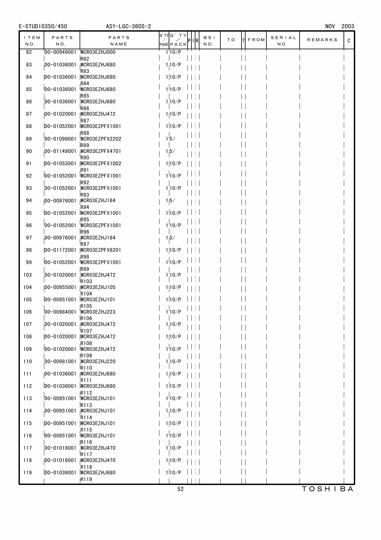 TOSHIBA e-STUDIO 350 450 Parts List Manual-4